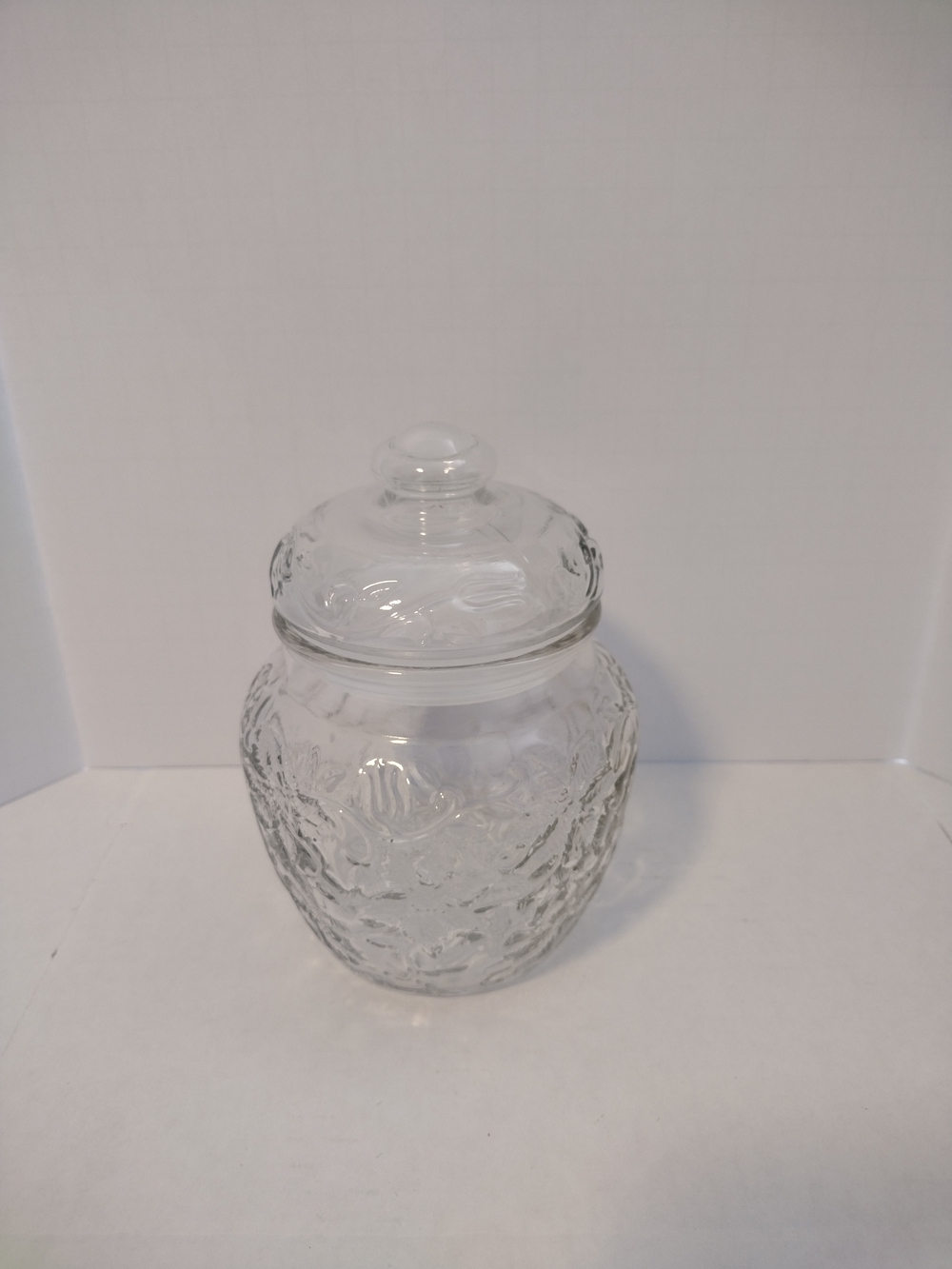 Clear Glass Decorative Cookie Jar with Lid